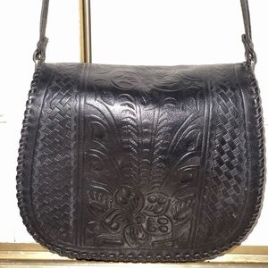 Patricia Nash Black Leather Cross Body Bag